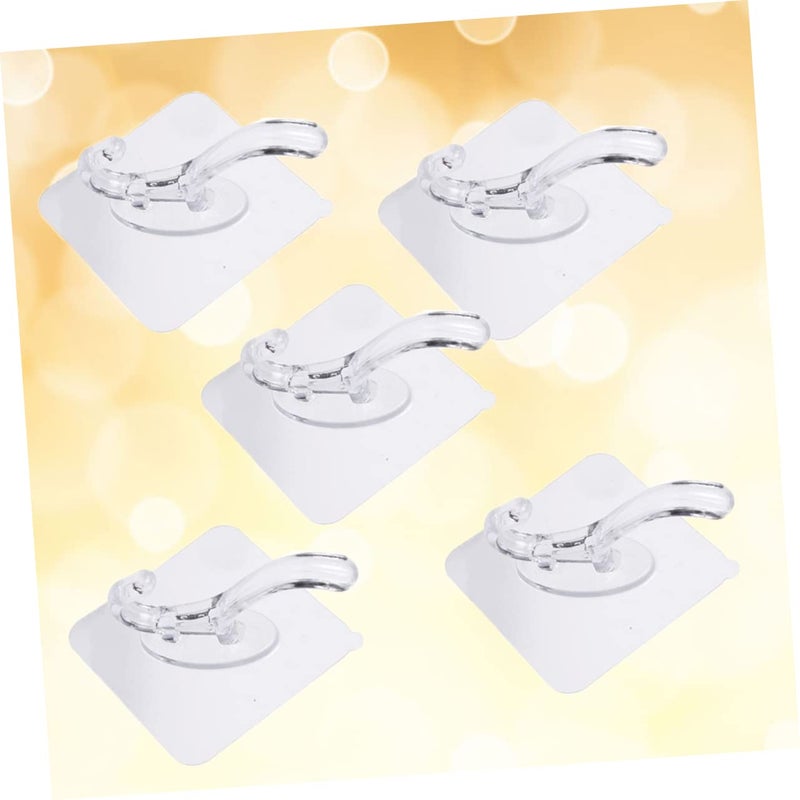 Transparent No Drill Bathroom Hooks 5pcs Traceless Towel Holder Kitchen Decor - Image 3