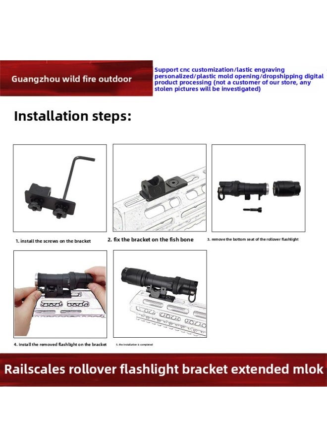 Generic - [Railscales Rollover Flashlight Bracket Long] M340C Tactical Flashlight Rollover Base MLOK-Color:Sand T-yr002-long - Image 1