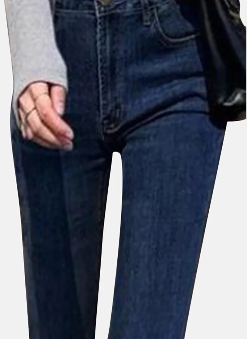 YUNIQEE Blue Solid Mid Rise Skinny Fit Bootcut & Flared Jeans
