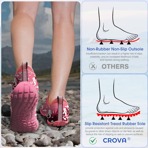 CROVA Built-in Heel Grips Water Shoes for Kids Girls Boys Hiking Shoes Wide Barefoot Swim Beach Pools Aqua Socks Slip-On Quick Dry Lightweight for Big Little Kids Toddler - Image 5