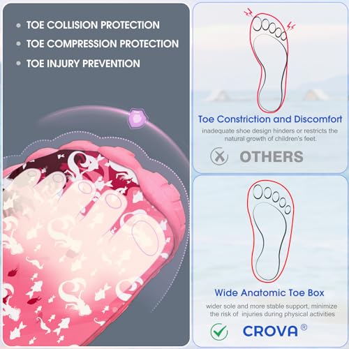 CROVA Built-in Heel Grips Water Shoes for Kids Girls Boys Hiking Shoes Wide Barefoot Swim Beach Pools Aqua Socks Slip-On Quick Dry Lightweight for Big Little Kids Toddler - Image 4