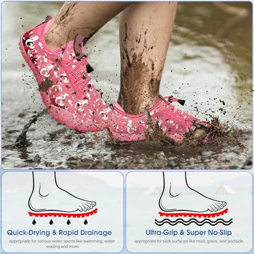 CROVA Built-in Heel Grips Water Shoes for Kids Girls Boys Hiking Shoes Wide Barefoot Swim Beach Pools Aqua Socks Slip-On Quick Dry Lightweight for Big Little Kids Toddler - Image 3