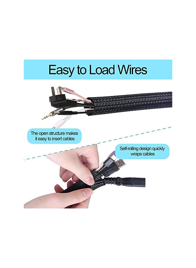 promass Cable Tidy Sleeve, 3m Cable Management Tube for PC/TV, Diameter 13-14mm, Self Adhesive Protector Wire Tidy Organiser for Home, Office Protector Animal from Chewing Cords Black - Image 3