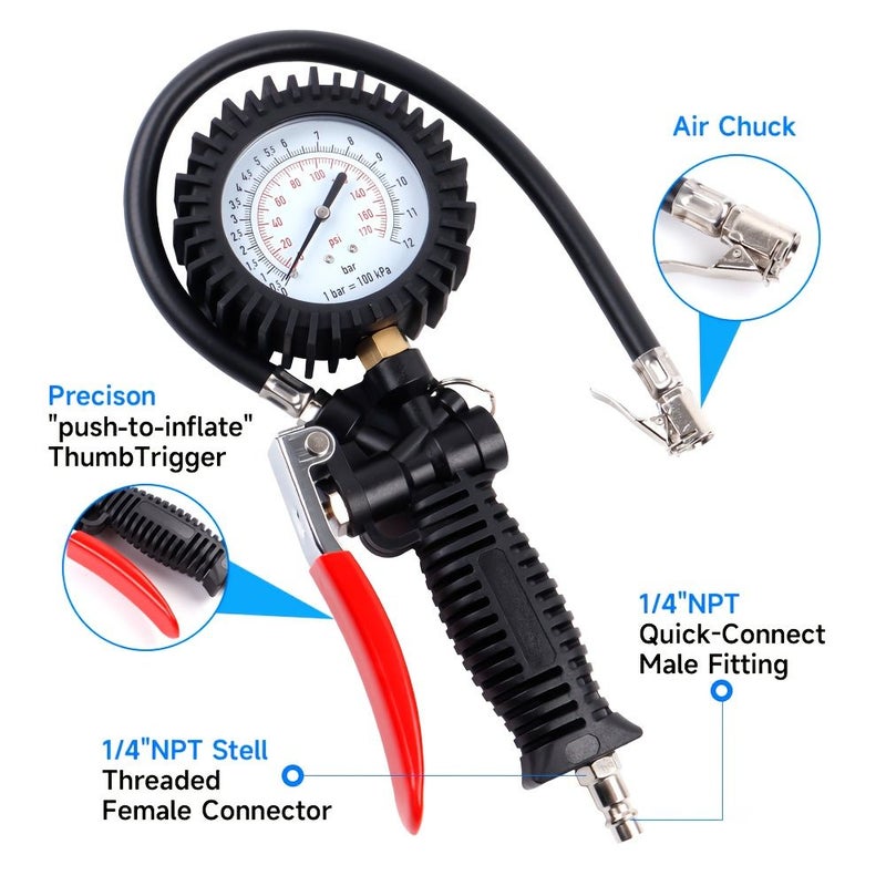 High Precision Digital Tire Pressure Gauge 1 Set 0-170 PSI with Adapters - Image 3