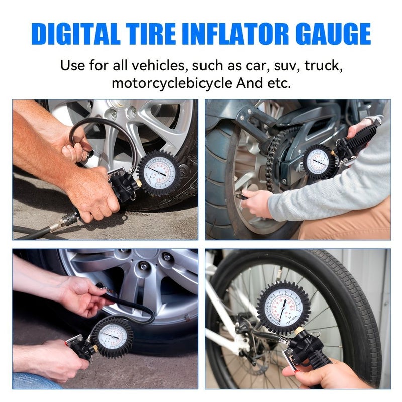 High Precision Digital Tire Pressure Gauge 1 Set 0-170 PSI with Adapters - Image 4