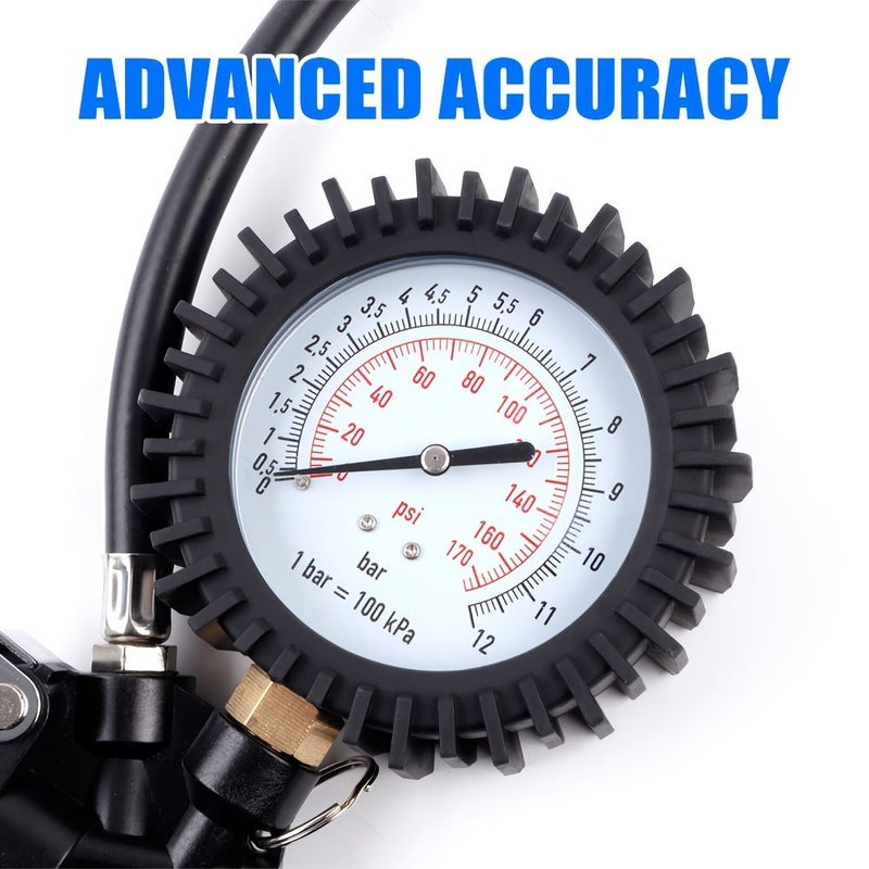 High Precision Digital Tire Pressure Gauge 1 Set 0-170 PSI with Adapters - Image 2