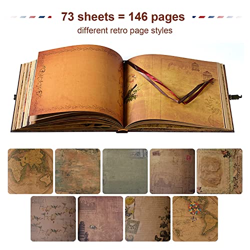 JIMBON Our Adventure Book Scrapbook Photo Album,Retro Style Embossed Letter Cover Travel Diary Journal Scrap Book Kit For Couples,Memory Book For Anniversary Wedding - Image 3