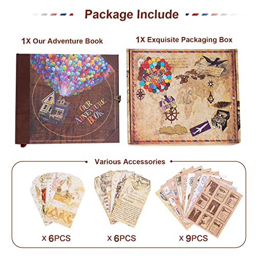 JIMBON Our Adventure Book Scrapbook Photo Album,Retro Style Embossed Letter Cover Travel Diary Journal Scrap Book Kit For Couples,Memory Book For Anniversary Wedding - Image 2