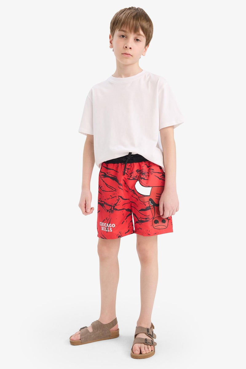 DeFacto Red Boy Boy Regular Fit Chicago Bulls Licensed Swim Shorts Casual - Image 1