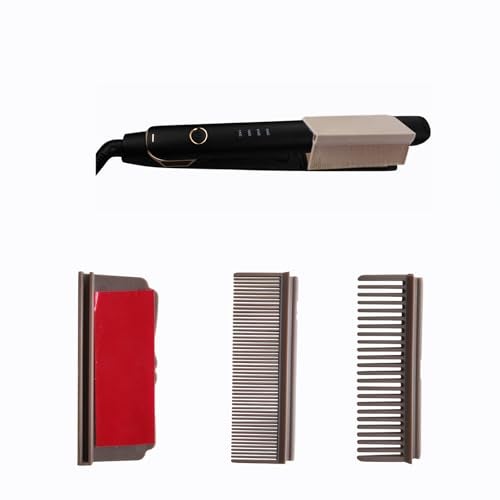 Dladhict Flat Iron Comb Attachment Removable Hair Straightener for Black Hair Professional or Home Use Compact Straightening Styling Tool Brown - Image 1