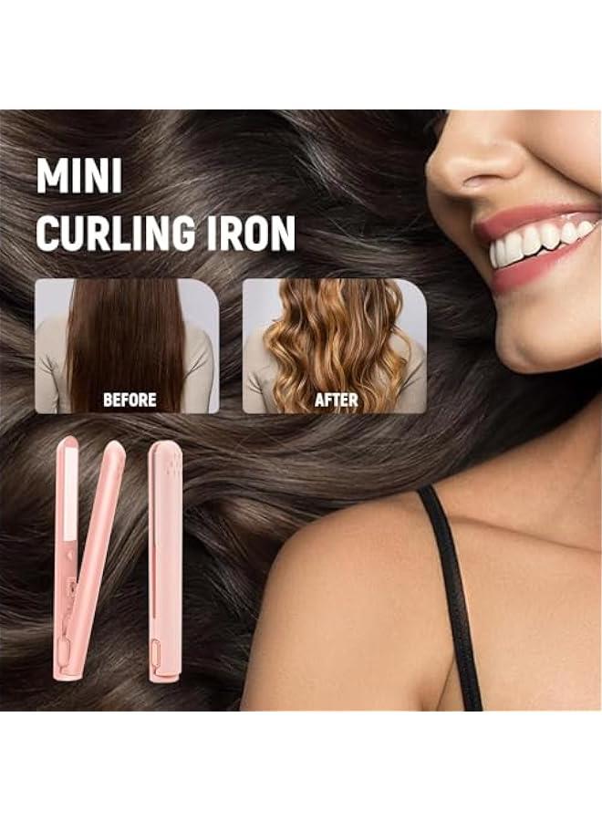 Mini Dual-Purpose Curling Iron, 2024 Curling Iron Portable 2-in-1 Curling Wand and Straightener USB Hair Straightener Curling Iron Cordless Portable Travel Curling Wand for All Hair Types (White) - Image 4