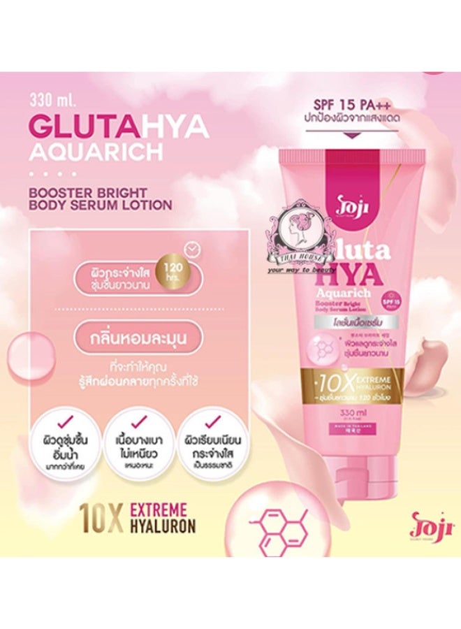 JOJI Gluta HYA Aquarich Booster Bright Body Serum Lotion 330 ml Whitening Moisturizing Hydrating Glowing Skin Care Lotion - Image 2