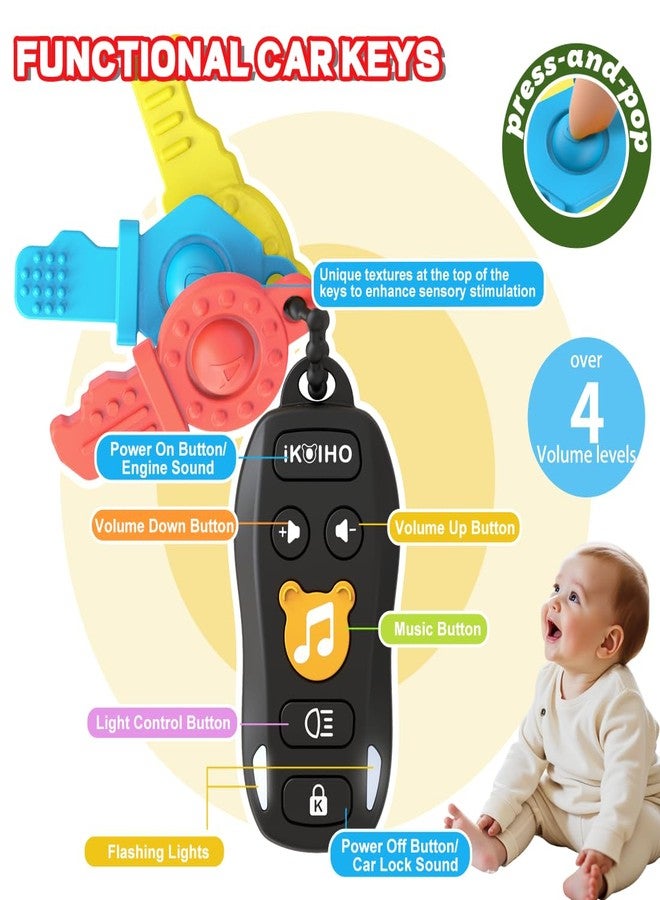 iKOIHO Baby Phone Baby Keys Toys Set, Bilingual Play Phone and Toy Keys for Toddlers 1-3, Musical Early Learning Toys with Sounds Lights for 1 Year Old Boys Girls Infant Age 6+ Months - Image 2