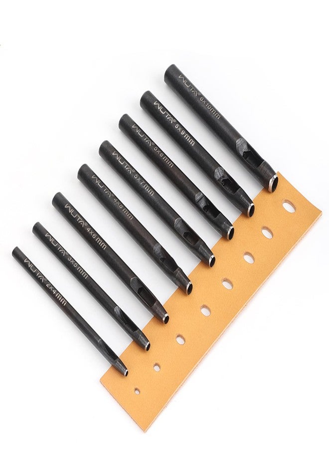 WUTA 8 Size Oval Leather Hole Punch,Carbon Steel Belt Hole Puncher, Leather Hand Punching Tool for Leathercraft Working - Image 1