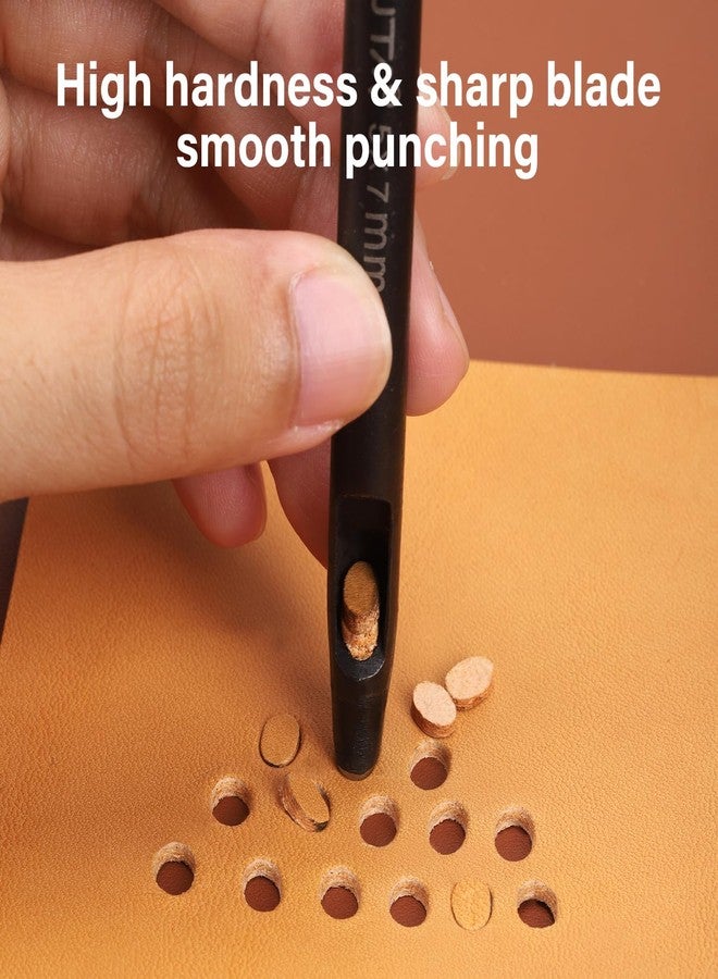 WUTA 8 Size Oval Leather Hole Punch,Carbon Steel Belt Hole Puncher, Leather Hand Punching Tool for Leathercraft Working - Image 3