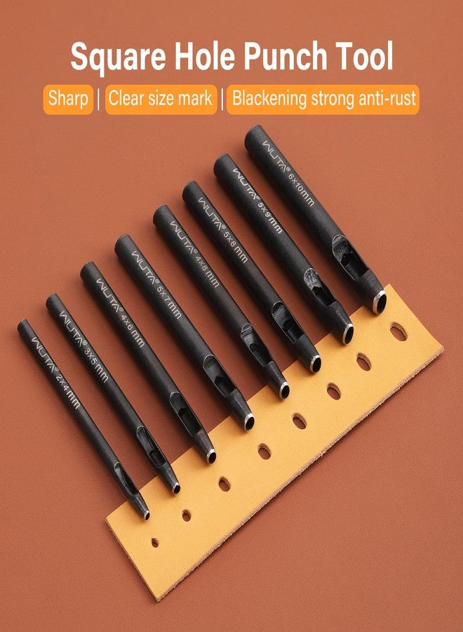 WUTA 8 Size Oval Leather Hole Punch,Carbon Steel Belt Hole Puncher, Leather Hand Punching Tool for Leathercraft Working - Image 2