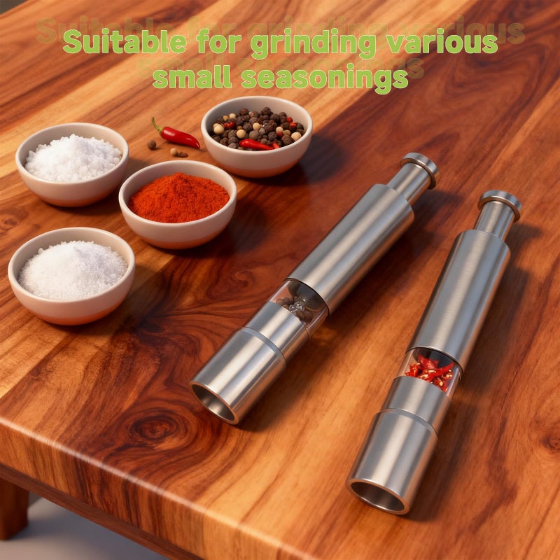 BOKKY Premium Stainless Steel Salt and Pepper Grinder Set â€“ Refillable One-Handed Thumb Press Grinders with Stand â€“ Ideal for Kitchen, Dining, and Gifts - Image 5