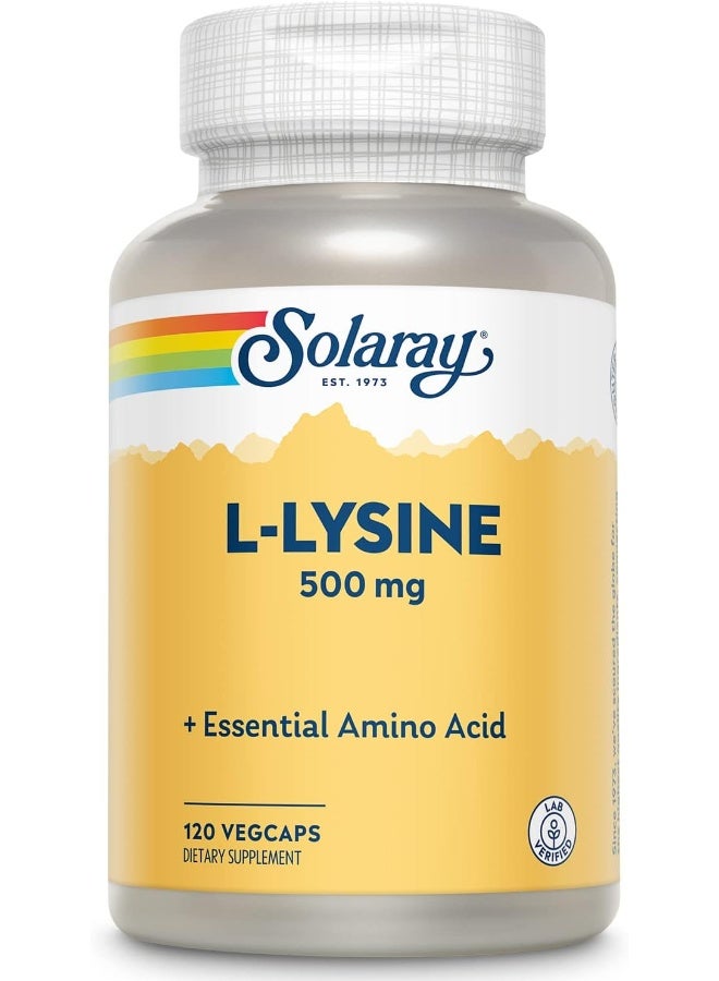 Solaray SOLARAY L-Lysine 500mg | Amino Acid | Healthy Cognitive, Immune System & GI Function, Bones, Joints & Skin Support | 120 VegCaps  - Image 1