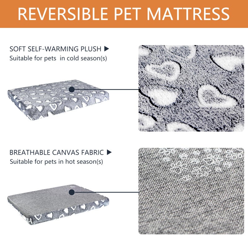 VANKEAN Reversible Cool and Warm Dog Bed Mat for Crates - Stylish Pad With Waterproof Inner Linings and Removable Machine Washable Cover, Firm Support for Small to XX-Large Dogs, Grey - Image 3