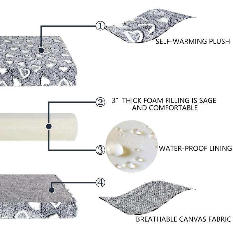 VANKEAN Reversible Cool and Warm Dog Bed Mat for Crates - Stylish Pad With Waterproof Inner Linings and Removable Machine Washable Cover, Firm Support for Small to XX-Large Dogs, Grey - Image 4