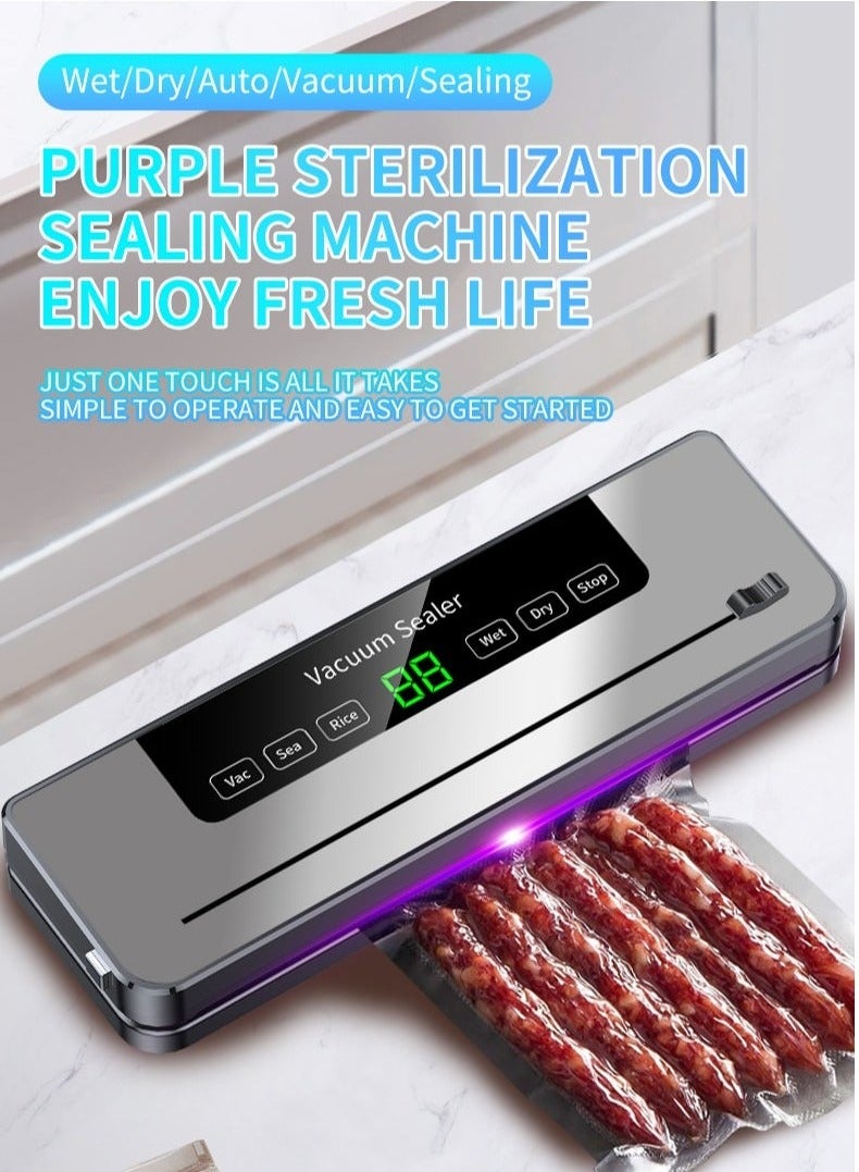جاكت آلات تغليف الفراغ، آلة تغليف حراري أوتوماتيكية لتعبئة الطعام والحفاظ على نضارته، مع 6 أوضاع جافة ورطبة، وتعقيم بالأشعة فوق البنفسجية بشاشة لمس ذكية - Image 2