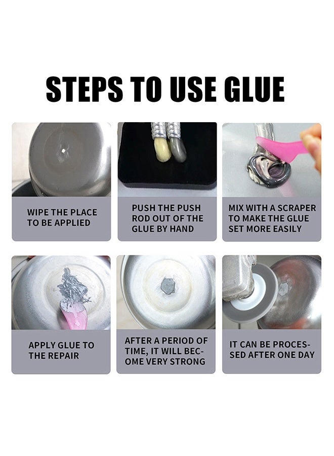 JUE FISH Super Wekding A Plus B Adhesive, Liquid Metal Weld Repair Paste, Strong AB Liquid Metal Repair Glue, All-Purpose Epoxy Metal Glue, Industrial Heat Resistance, Cold Chemical Weld For Repairing Metal, Automotive, And More (10ML + 10ML) - Image 4