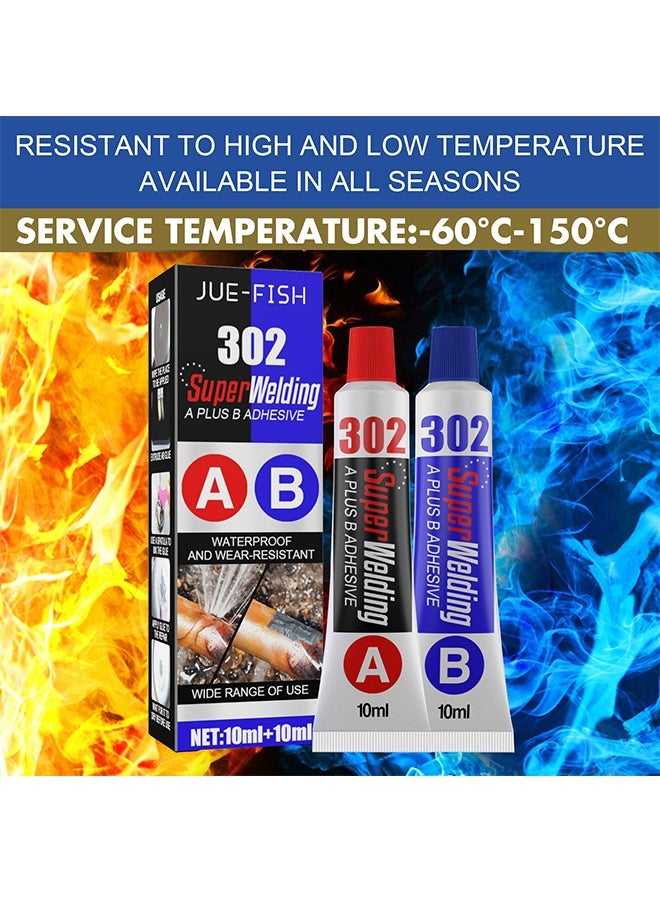JUE FISH Super Wekding A Plus B Adhesive, Liquid Metal Weld Repair Paste, Strong AB Liquid Metal Repair Glue, All-Purpose Epoxy Metal Glue, Industrial Heat Resistance, Cold Chemical Weld For Repairing Metal, Automotive, And More (10ML + 10ML) - Image 3
