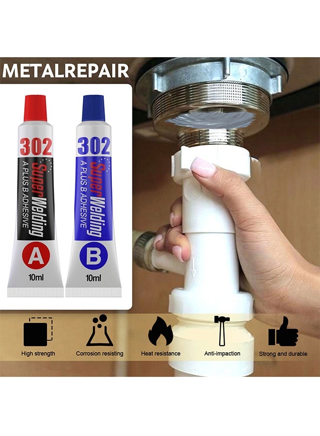 JUE FISH Super Wekding A Plus B Adhesive, Liquid Metal Weld Repair Paste, Strong AB Liquid Metal Repair Glue, All-Purpose Epoxy Metal Glue, Industrial Heat Resistance, Cold Chemical Weld For Repairing Metal, Automotive, And More (10ML + 10ML) - Image 5