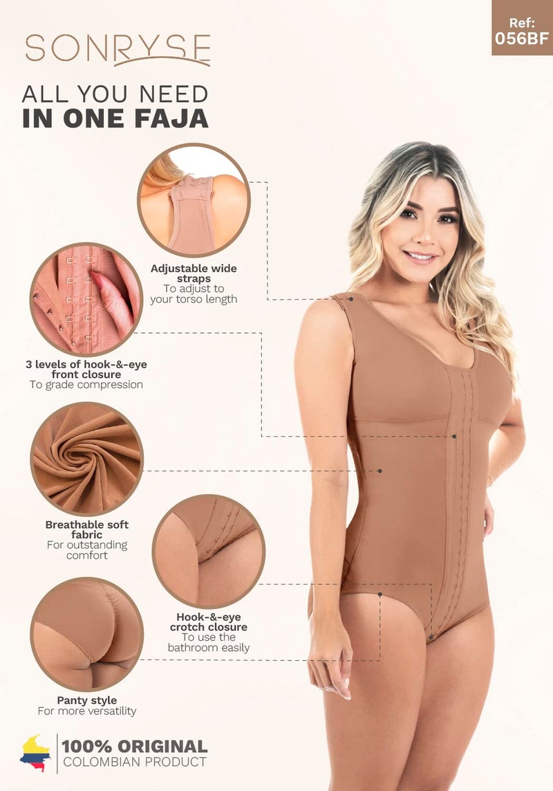 Sonryse 056BF Fajas Colombianas Reductoras y Moldeadoras Postparto Colombian Postpartum Girdle Shapewear for Women Tummy Control Butt Lifter Mocha M - Image 4
