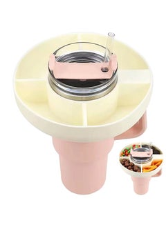 Mmmon Snack Bowl for Cup,Silicone Snack Ring For Cup 40oz Tumbler with Handle,Portable Snack Holder ForCup Accessories (Pink)  - Image 1
