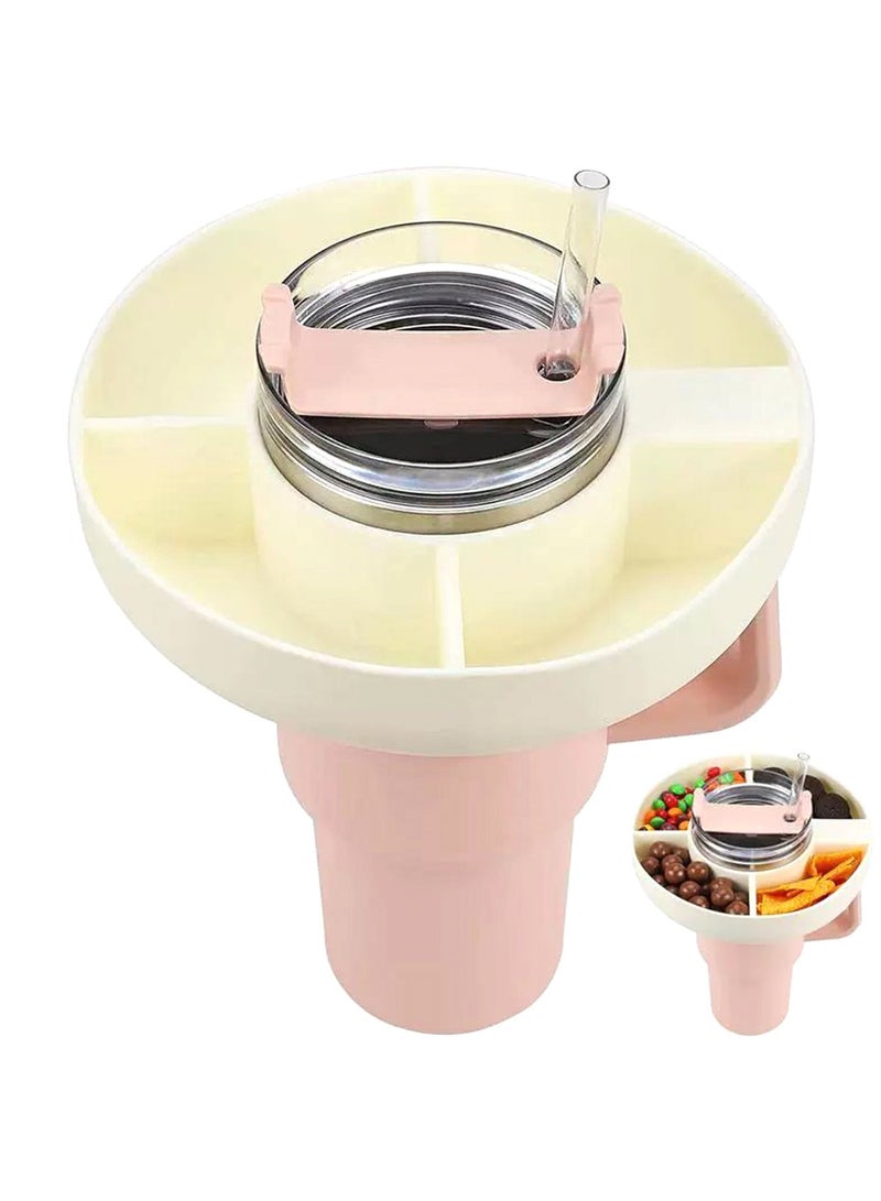 Mmmon Snack Bowl for Cup,Silicone Snack Ring For Cup 40oz Tumbler with Handle,Portable Snack Holder ForCup Accessories (Pink) - Image 1