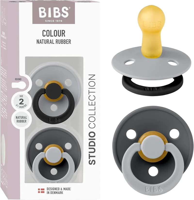BIBS BIBS Studio Colour Pacifier 2-Pack - Cloud & Iron
