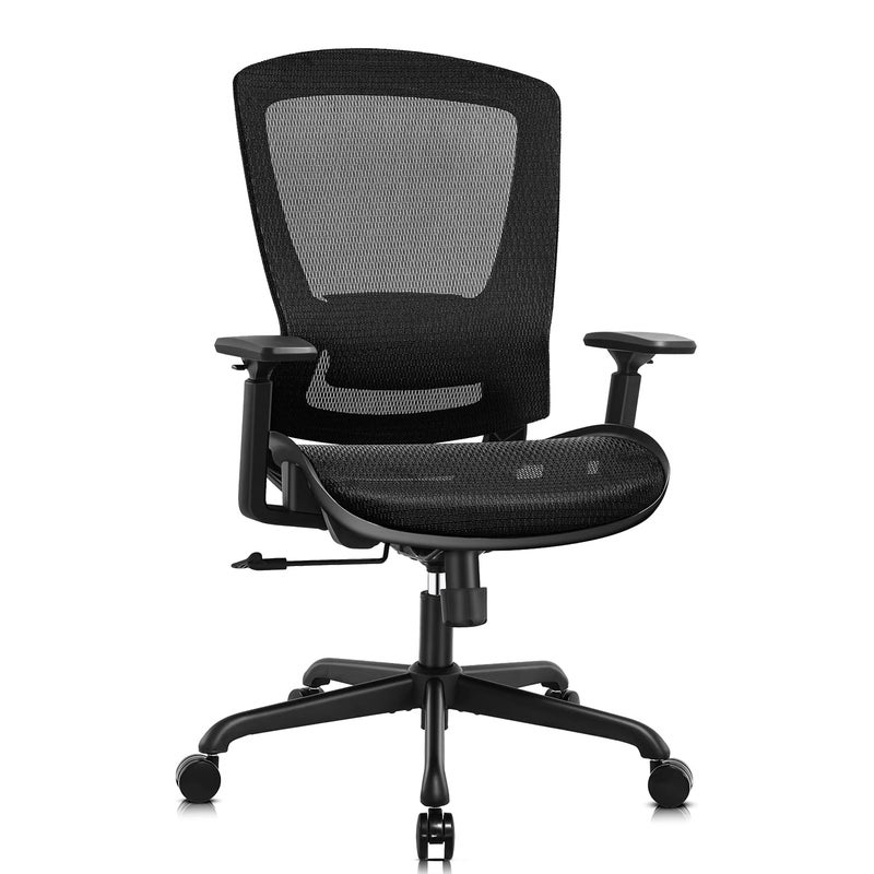 ELABEST Mesh Office ChairErgonomic Computer Desk ChairSturdy Task Chair Adjustable Lumbar Support  ArmrestsTilt FunctionComfort Wide SeatSwivel Home Office Chair Black