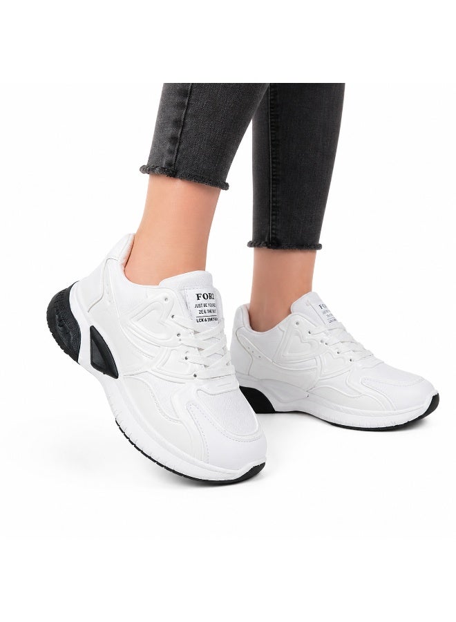 AF38 Women’s Casual Sport Sneakers PlatForm – Lightweight Breathable Design – Non-Slip Rubber Sole – Comfortable Daily Walking Shoes - White