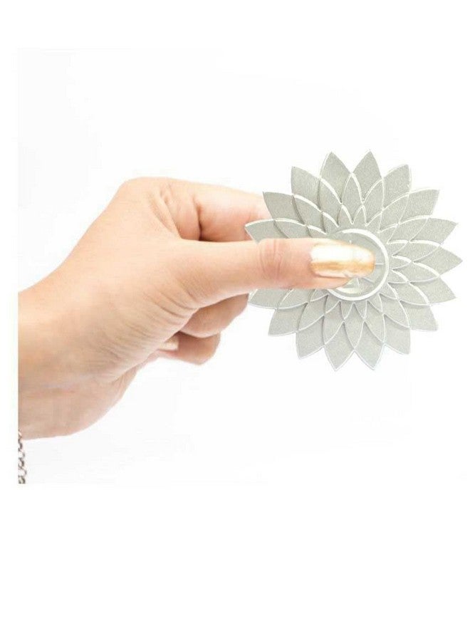 Premsons Premsons® Hand Spinner Desk Toy - High Speed Smooth Finger Spin Sensory Fidget Stress Relief Game Play for Kids & Adults - Birthday Party Gift - Metal - White Lotus  - Image 2