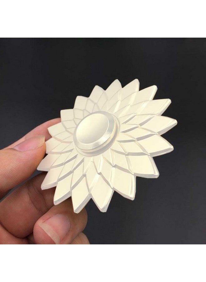 Premsons Premsons® Hand Spinner Desk Toy - High Speed Smooth Finger Spin Sensory Fidget Stress Relief Game Play for Kids & Adults - Birthday Party Gift - Metal - White Lotus  - Image 5