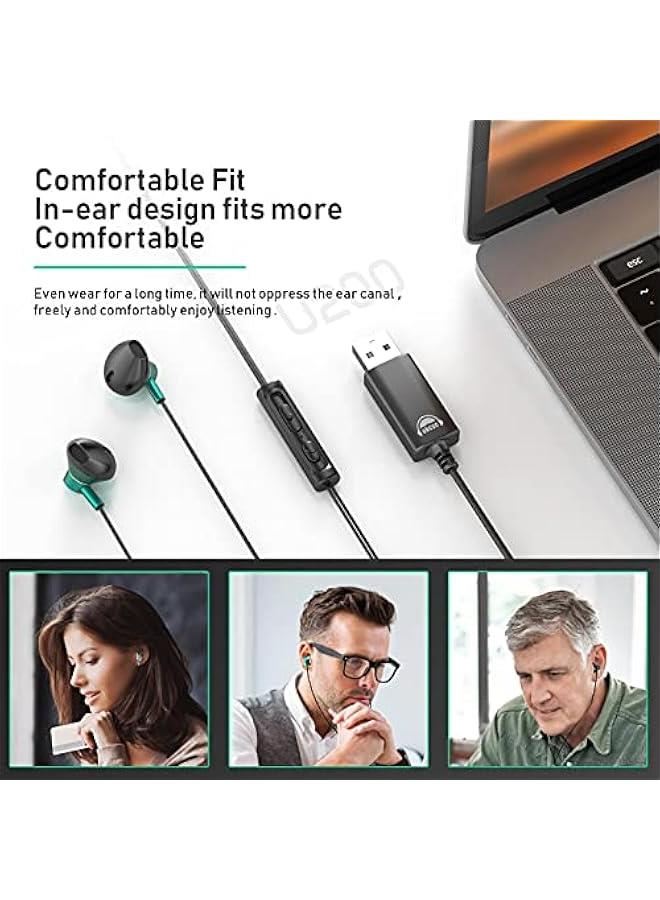 OKCSC U200 USB Headset with Mic for Computer,Noise Cancelling with Audio Controls for Laptop,Wired Cable 79Inch  Lightweight for PC,Home or Office Live,Call Center,Skype,VIOP,Online Meeting Black - Image 3