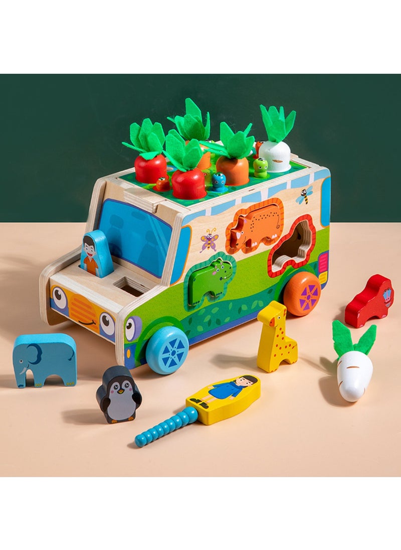 Hihonor Toddlers Montessori Wooden Educational Toys,Carrots Farm Harvest Game,Shape Color Sorting Toys,Wood Preschoolers Fine Motor Skills Learning Game for Baby Boys Girls Age 1-3  - Image 1