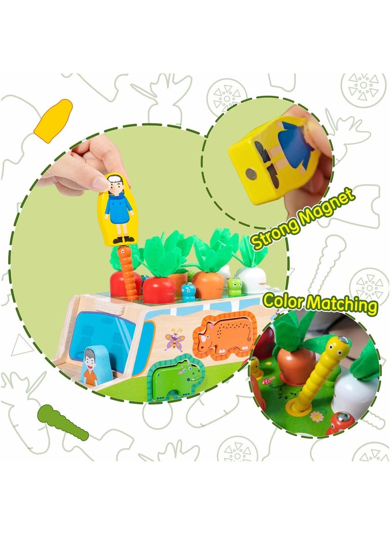 Hihonor Toddlers Montessori Wooden Educational Toys,Carrots Farm Harvest Game,Shape Color Sorting Toys,Wood Preschoolers Fine Motor Skills Learning Game for Baby Boys Girls Age 1-3  - Image 3
