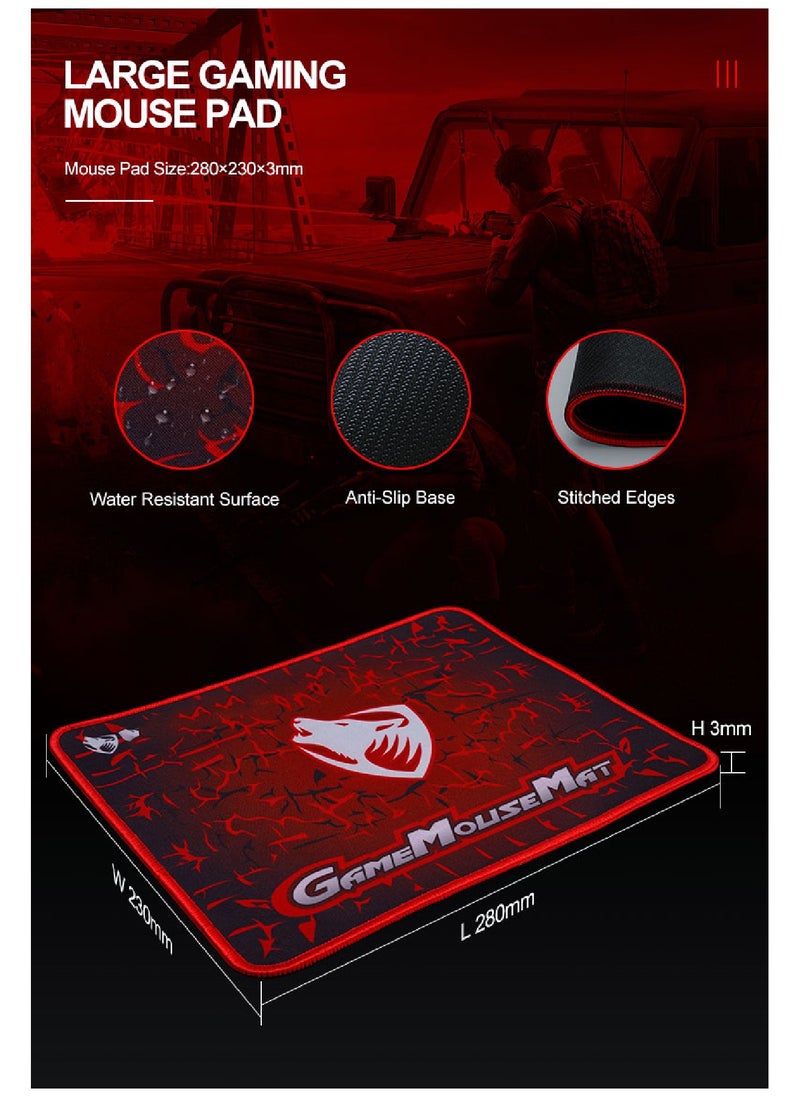 T-WOLF - Gaming Keyboard And Mouse Keyboards With Rainbow 104 Keys 2400 dpi Mouse  Mouse Pad USB Cable Compatible With Windows Mac PC PS4 Xbox Black - Image 1
