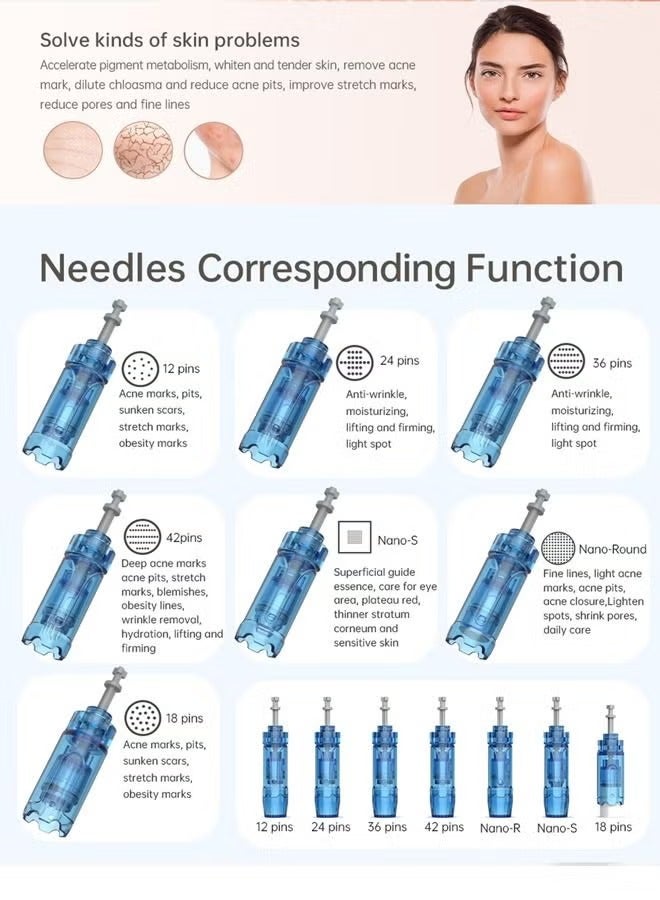 Dr.pen Drpen M8S/A9 Micro Needle Pen Replacement Cartridges 10pcs 18 Needle Genuine Leather Automatic Pen Clip Slot Cartridge - Image 2