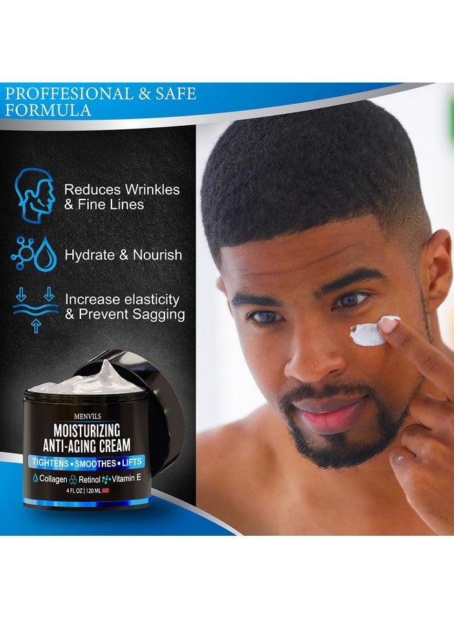 Menvils Mens Face Moisturizer Cream - Anti Aging & Wrinkle for Men with Collagen, Retinol, Vitamins E, Jojoba Oil - Face Lotion - Age Facial Skin Care - Eye Wrinkle - Day & Night - Made in USA, 4 oz - Image 5