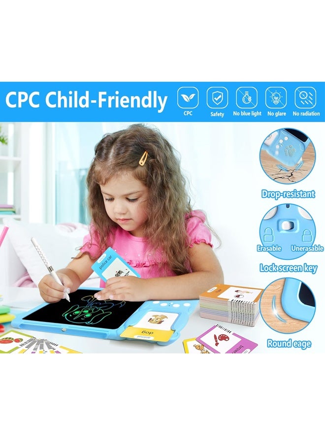 هالامودو بطاقات فلاش للتحدث للأطفال الصغار - الكتابة اللوحية LCD للأطفال - الرسم اللوحية لعب الأطفال الصغار 112 كلمات البصر لعب الحسية للأطفال المصابين بالتوحد ، الأولاد البنات 2 3 4 5 6 ، الأزرق - Image 5