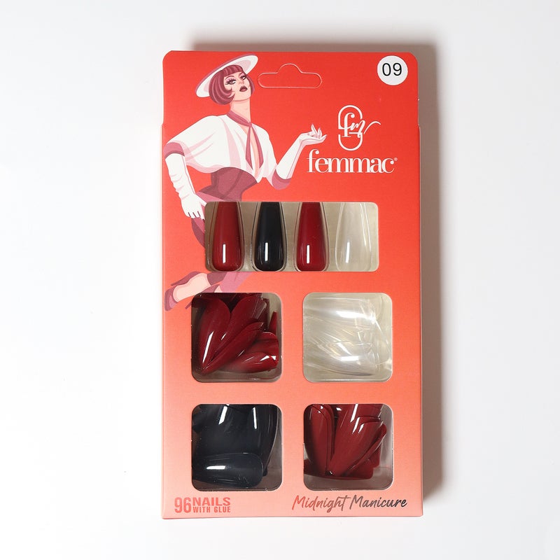 Midnight Manicure Press-On False Nails – Reusable, Lightweight, Salon Finish, 09 Cliff