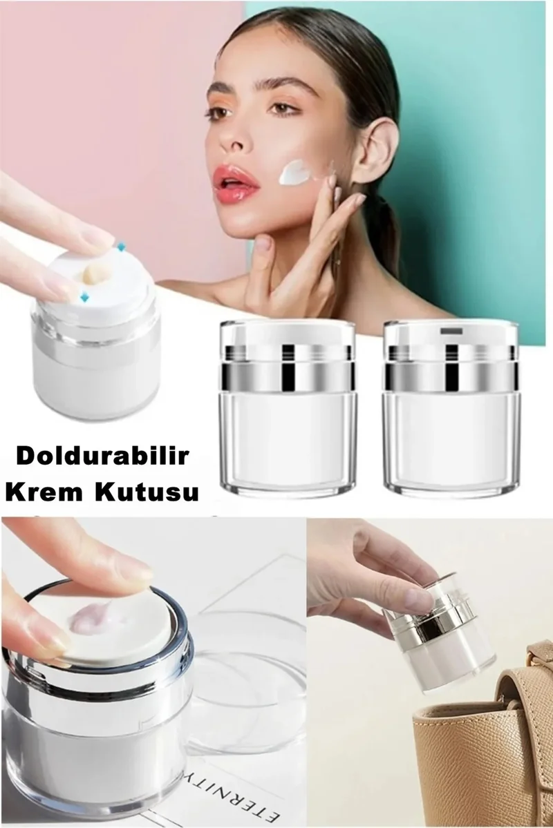 Safestore 2 Pieces Cream Box Cosmetic Jar Acrylic Cream Refillable Vacuum Bottle Style Cream Jar