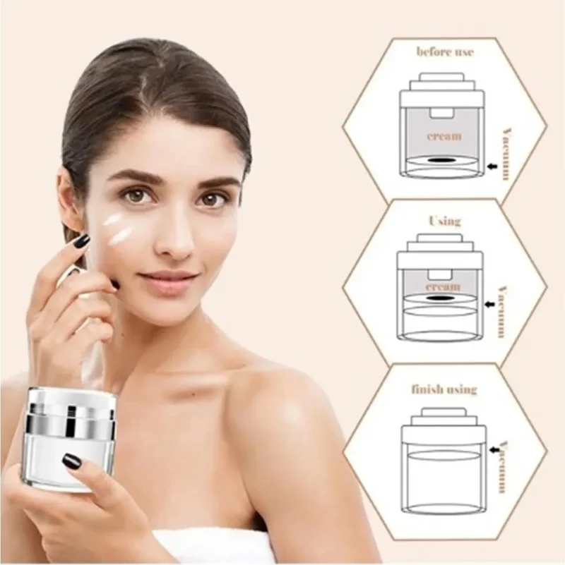 Safestore 2 Pieces Cream Box Cosmetic Jar Acrylic Cream Refillable Vacuum Bottle Style Cream Jar