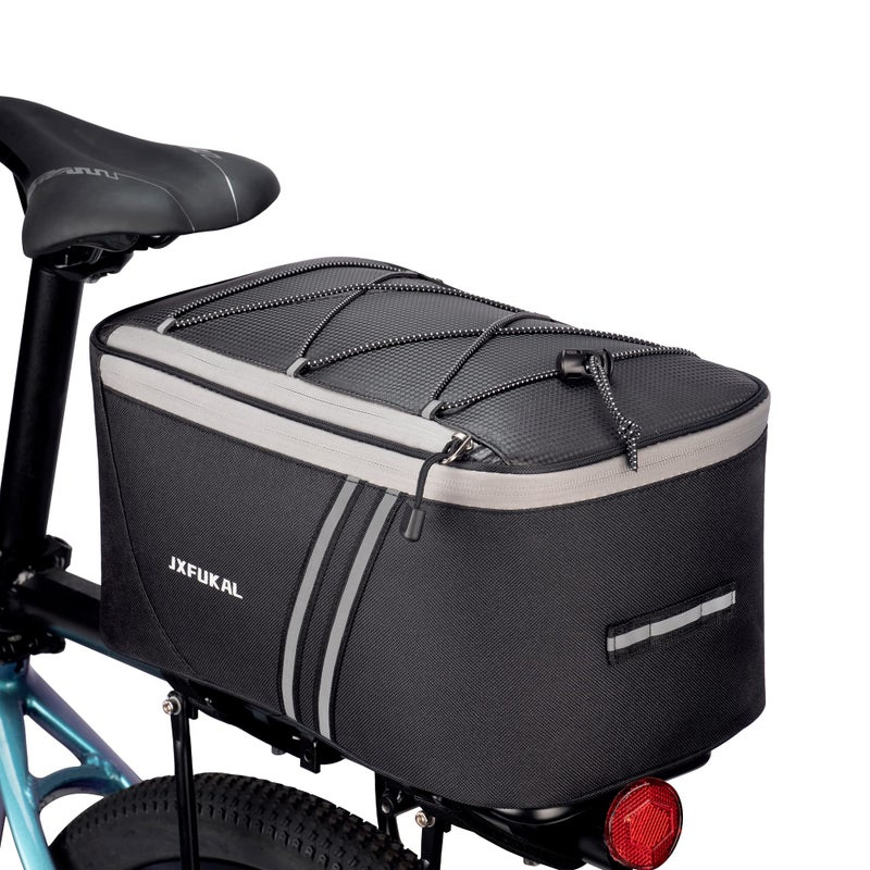 JXFUKAL Rear Bike Rack Bag with Rain Cover, 7L/9L/10L/12L Waterproof Bicycle Ebike Saddle Bag Cycling Pannier Trunk Carrier with Reflector & Adjustable Cord for Commuter Travel Outdoor - Image 1