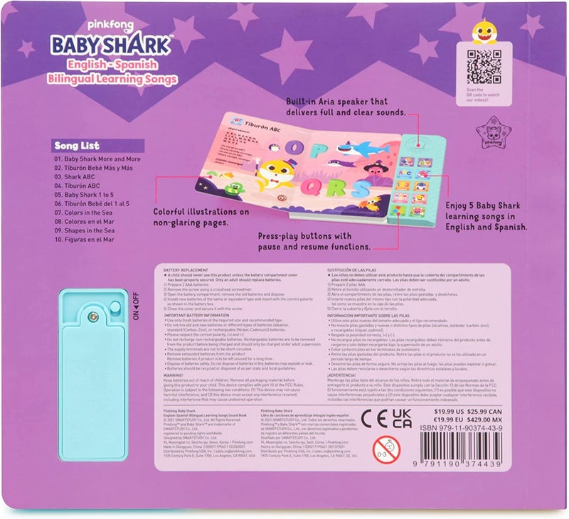 Pinkfong [10BTN] Pinkfong Baby Shark Bilingual Musical Sound Book | Baby Shark English-Spanish Learning Songs for Toddlers 1-3 | Educational Toy with Nursery Rhymes | Perfect Baby Shark Birthday - Image 3