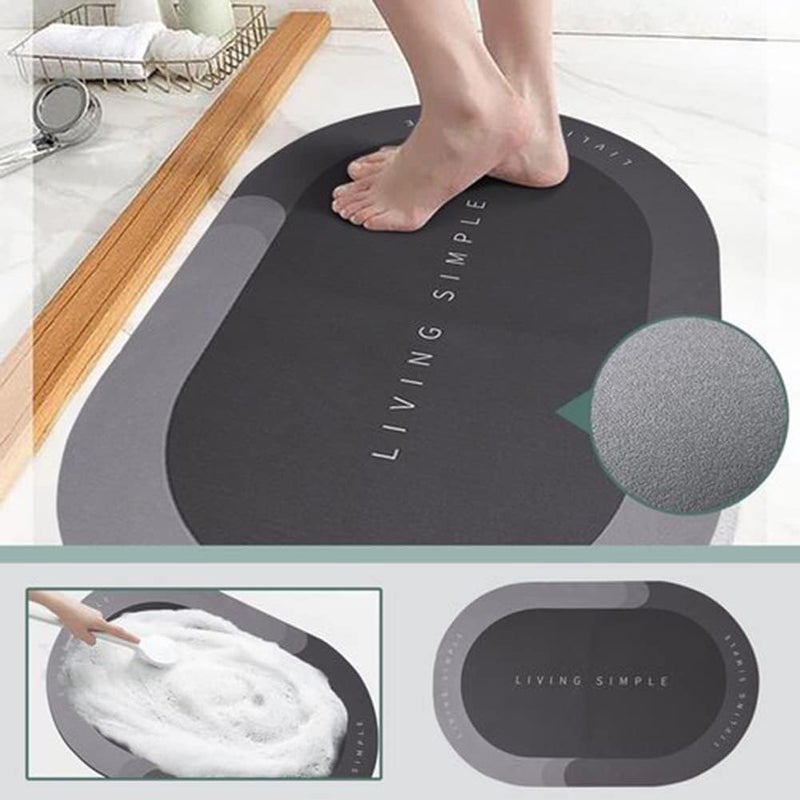 Trendy Oval Non-Slip Bathroom Mat – Shock Absorbing, Water-Absorbing, Soft Rubber Material, Anti-Slip, 40x60cm for Safe, Comfortable Bathing Experience - Image 1