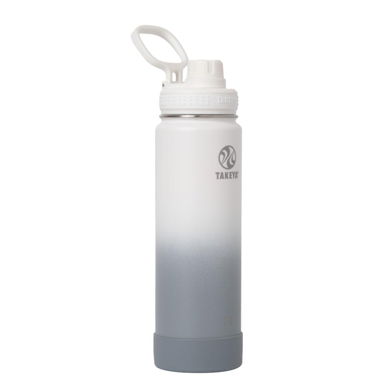 Takeya Actives Water Bottle with Spout Lid Bottle with Double Stainless Steel Insulation Dishwasher Safe BPAFree Bottle with Spout Lid Removable Bumper 24 oz Ombre Morning Mist
